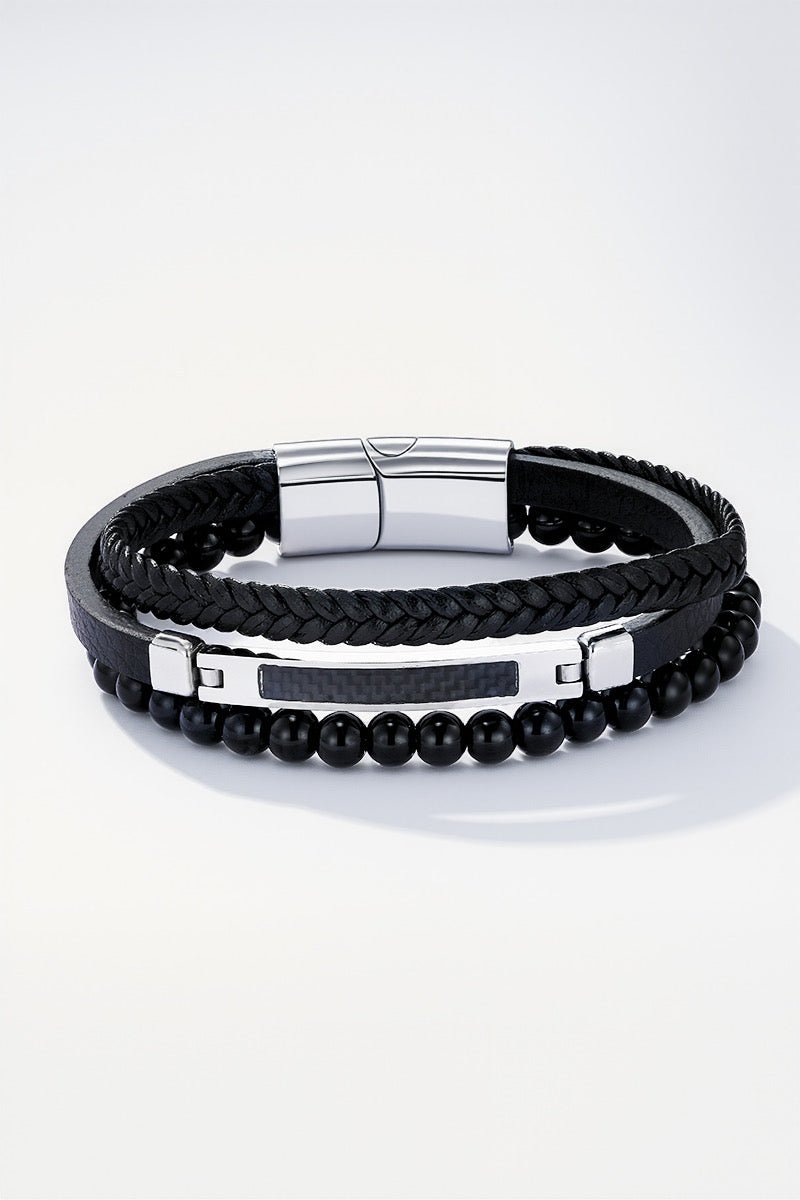 Bracelet en cuir et acier inoxydable - Mademoiselle Jones