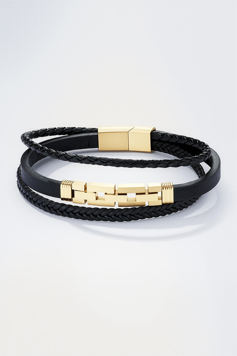 Bracelet en cuir et acier inoxydable