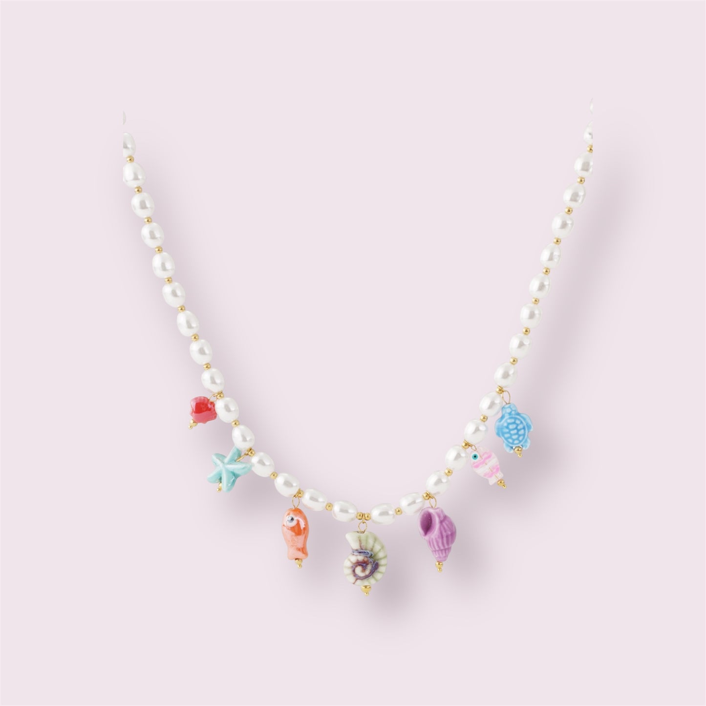 Ava- Collier de perles avec pendentifs en céramique