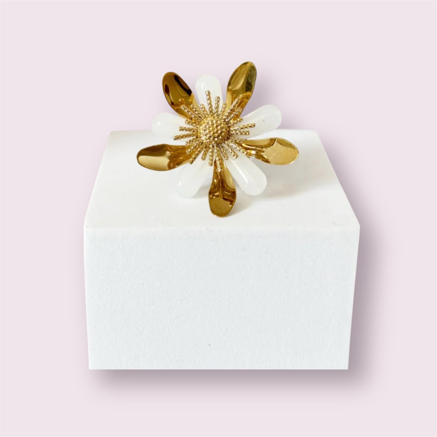 Florine- Bague fleur Maxi- ajustable - en acier inoxydable
