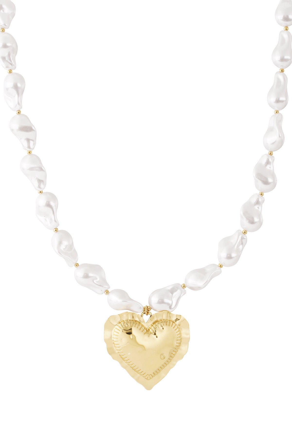 Any - Collier perles et pendentif gros cœur - Mademoiselle Jones