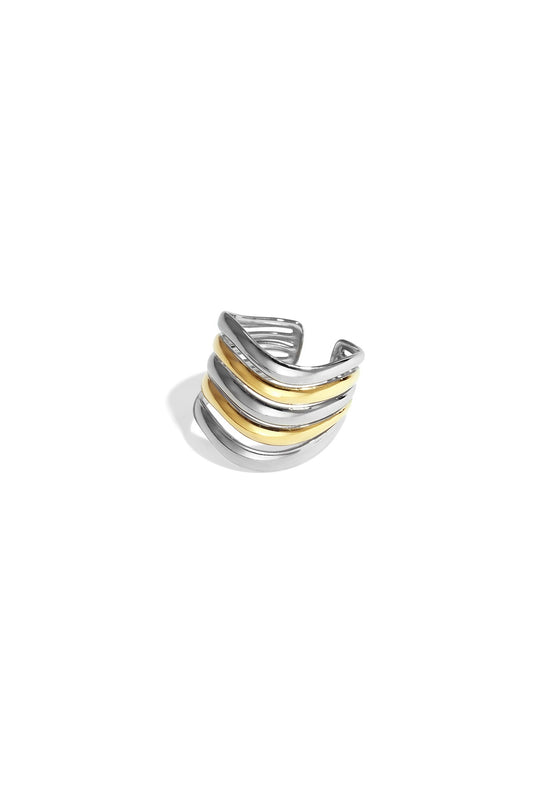 Amanda- Bague ajustable bicolore - acier inoxydable