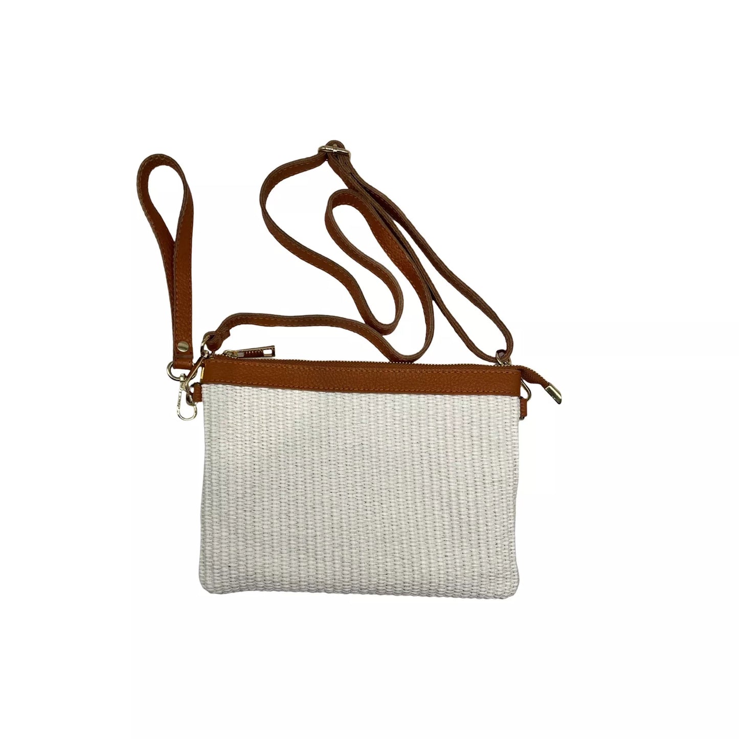 Ana- pochette en raphia et cuir