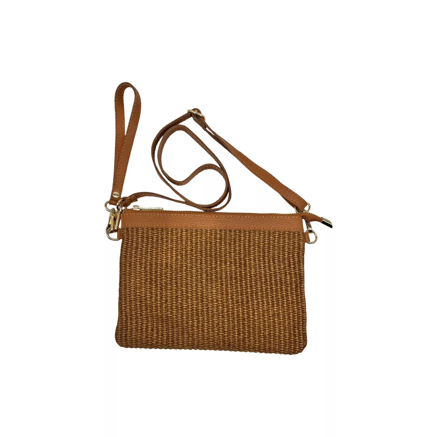 Ana- pochette en raphia et cuir