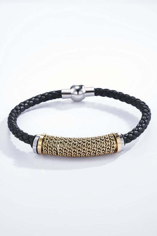 Bracelet en cuir et acier inoxydable