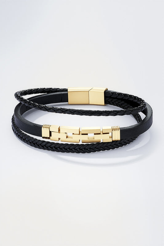 Bracelet en cuir et acier inoxydable