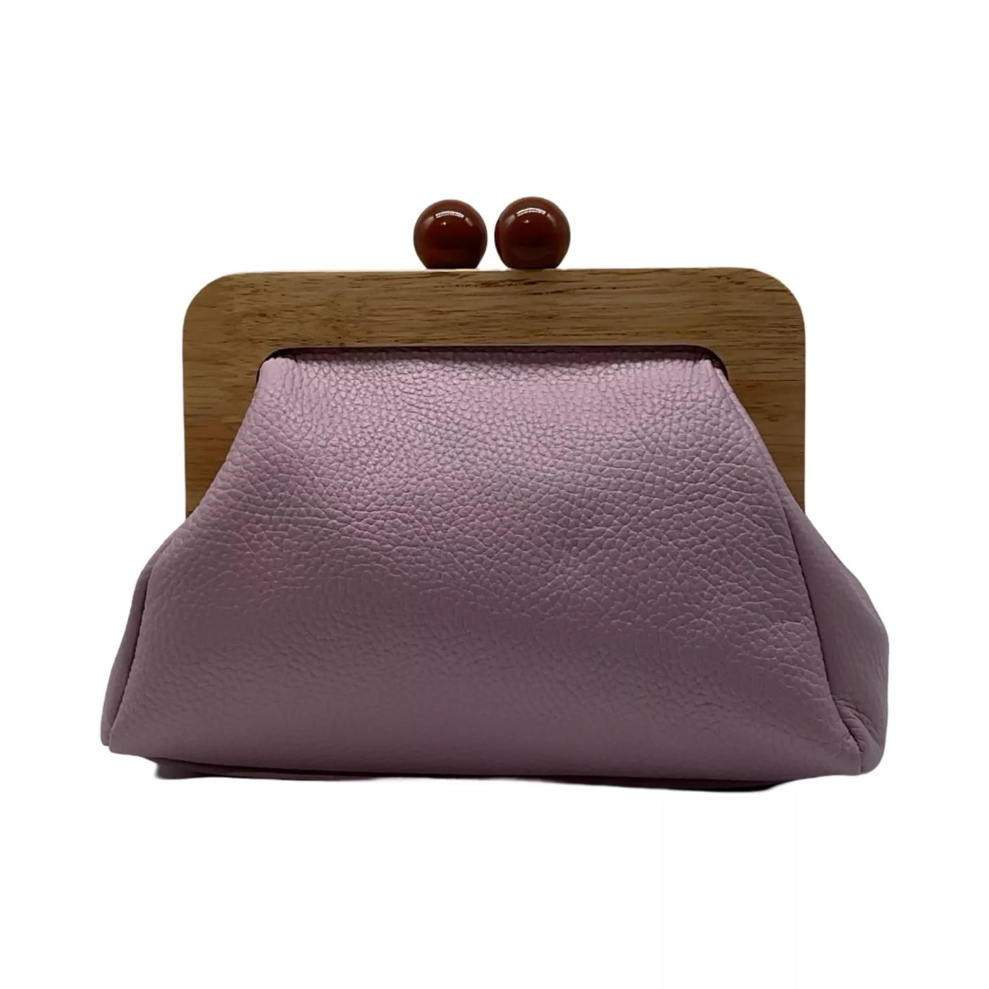 Christie- sac en cuir grainé avec fermoir en bois