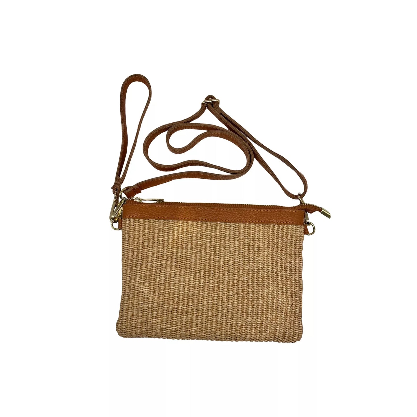 Ana- pochette en raphia et cuir