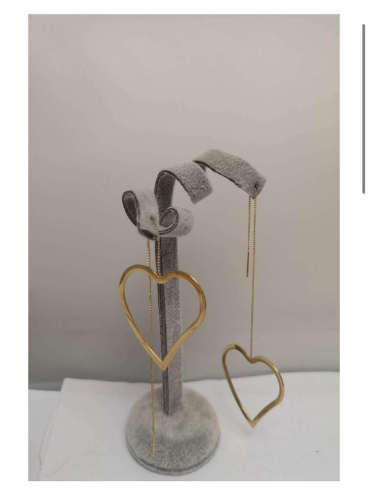 Selly - Boucles d’oreilles chaînes cœur version or