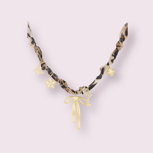 Collier Téa- imprimé léopard imperméable - breloques acier