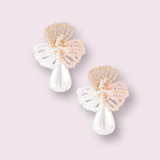 Lisa- Boucles d’oreilles fleurs en cristal et perles