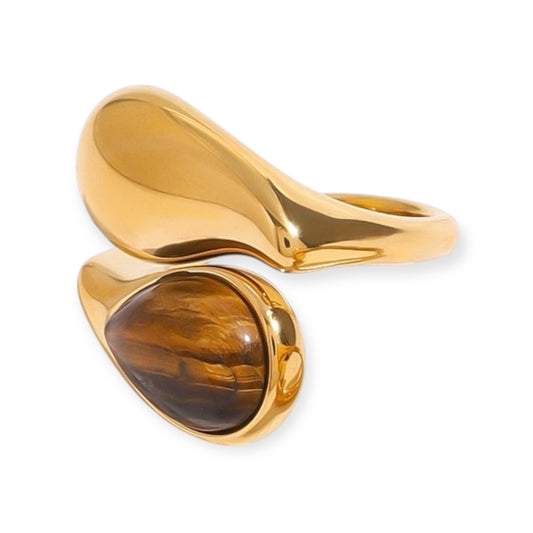 Ella- Bague œil de tigre - Acier inoxydable