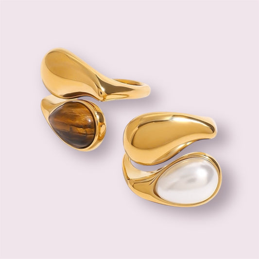 Ella- Bague œil de tigre - Acier inoxydable