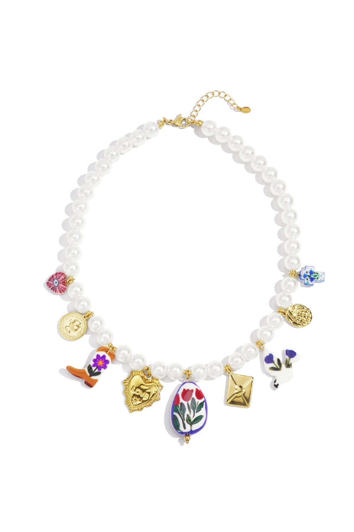 Toni - collier perles avec breloques - acier inoxydable - Mademoiselle Jones