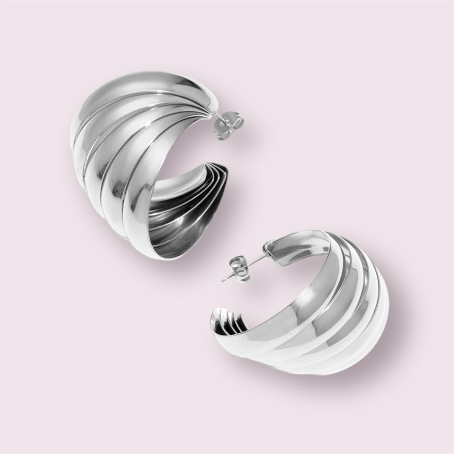 Anita - Créoles massives - acier inoxydable version argent - Mademoiselle Jones