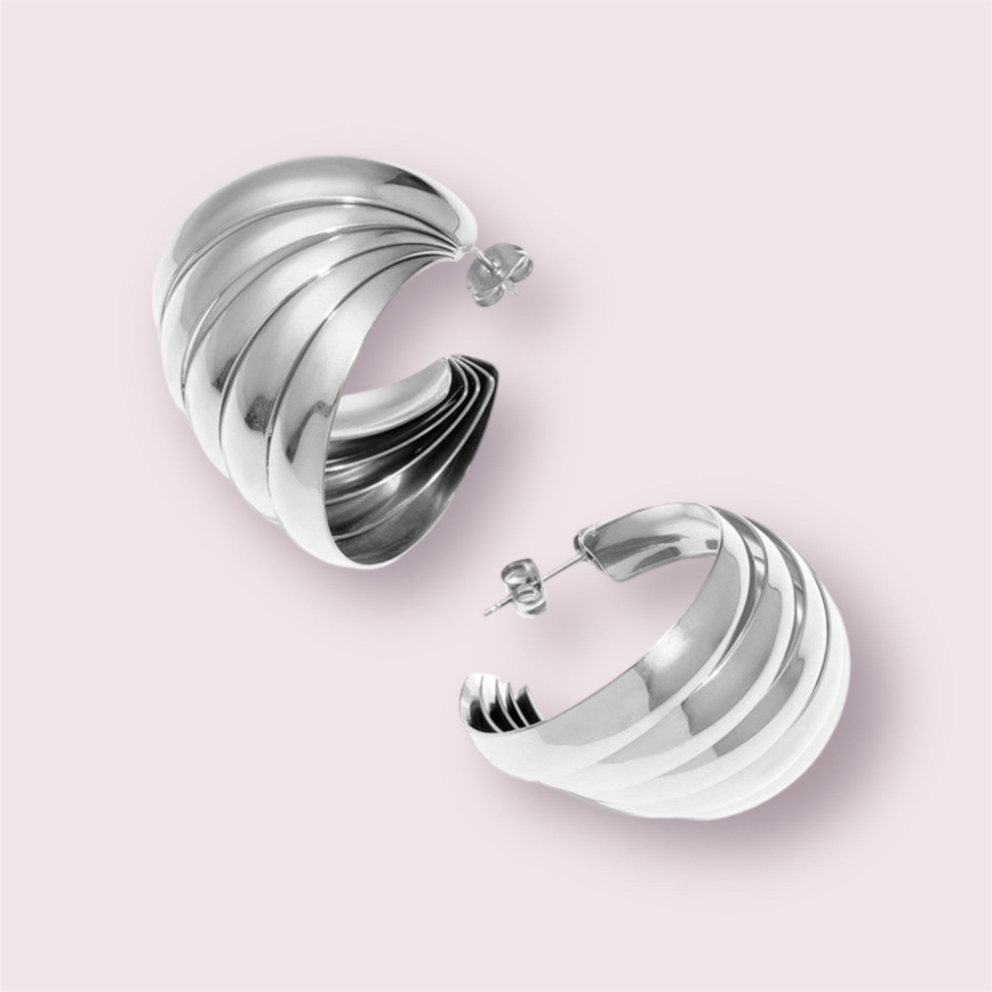 Anita - Créoles massives - acier inoxydable version argent - Mademoiselle Jones