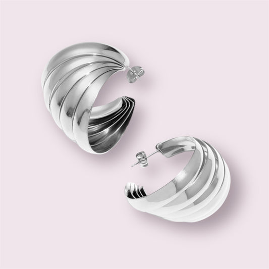 Anita - Créoles massives - acier inoxydable version argent - Mademoiselle Jones