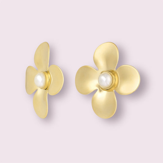 Lor - Boucles d’oreilles fleurs - perles et acier inoxydable - Mademoiselle Jones