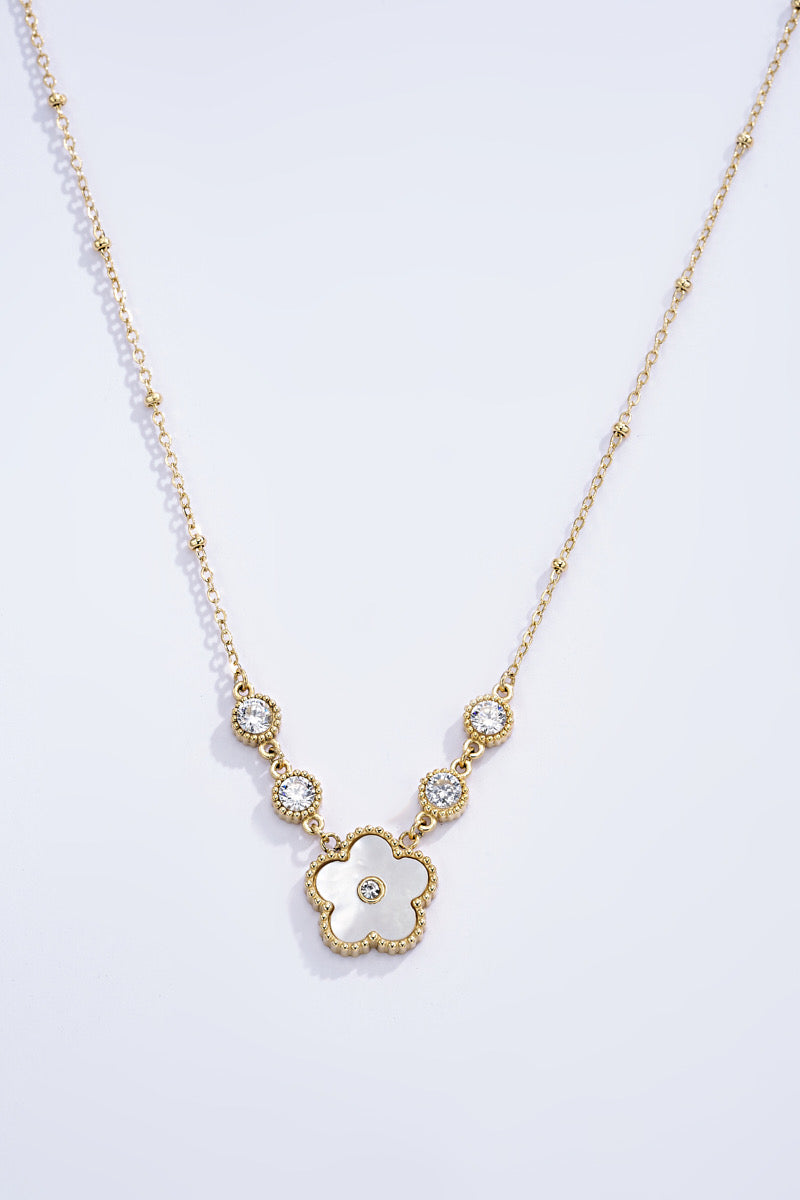 Aly- Collier en acier inoxydable- nacre- cristal de roche