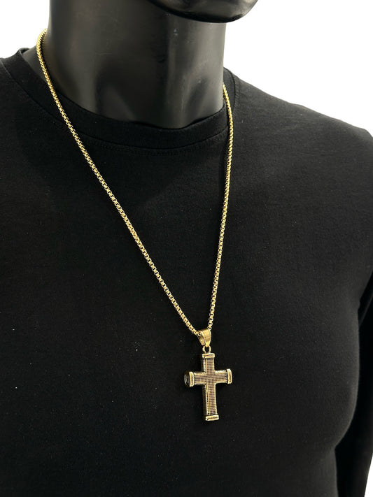 Eli- Collier en acier inoxydable avec pendentif croix