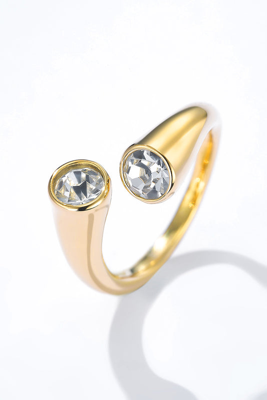 Angie- Bague en acier inoxydable et cristal de roche- Taille 8/9