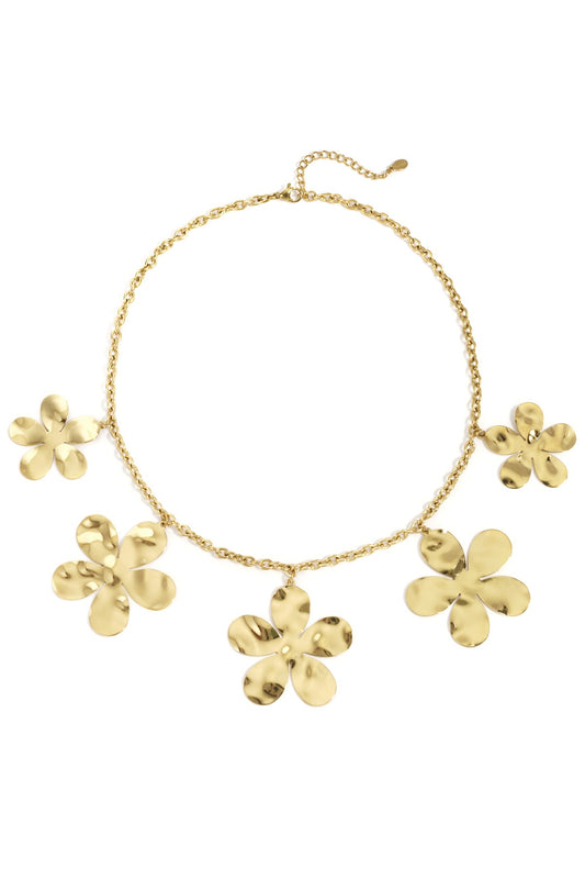 Rosy- Collier pendentifs fleurs XXL en acier inoxydable