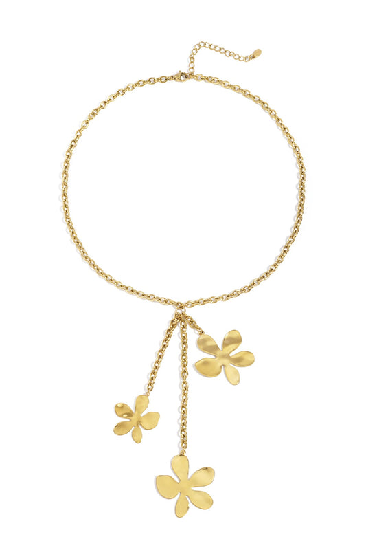 Monia- Collier pendentifs fleurs XXL en acier inoxydable
