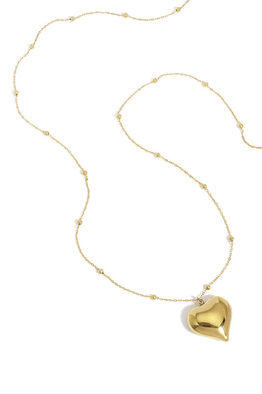 Ava- Collier long avec pendentif cœur - acier inoxydable
