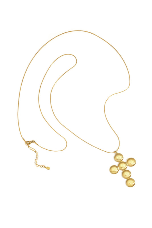 Mica- Collier long pendentif croix- acier inoxydable