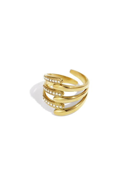 Mae- Bague  en acier inoxydable et zirconium- Taille 8