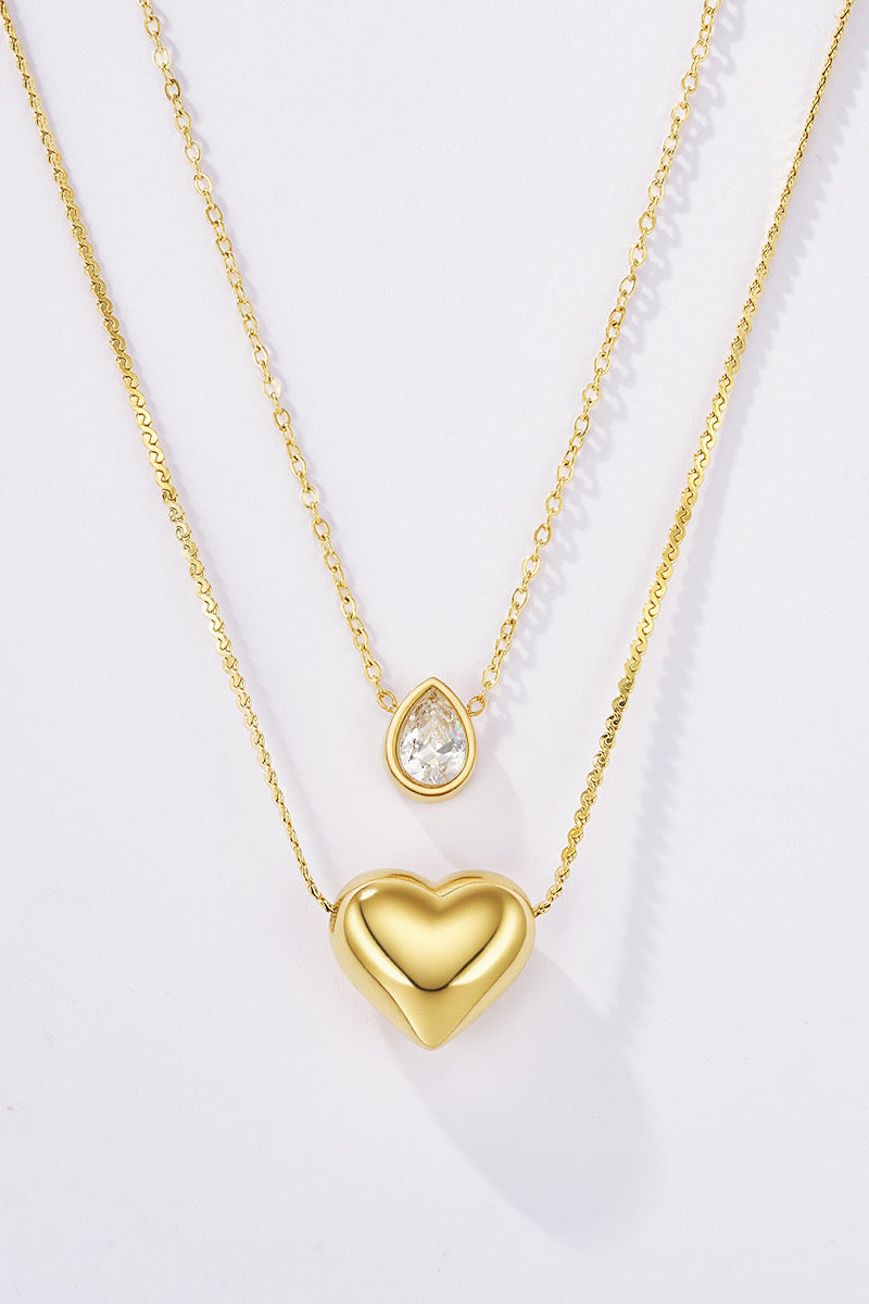 Ela- Collier double rang en acier inoxydable - cristal de roche