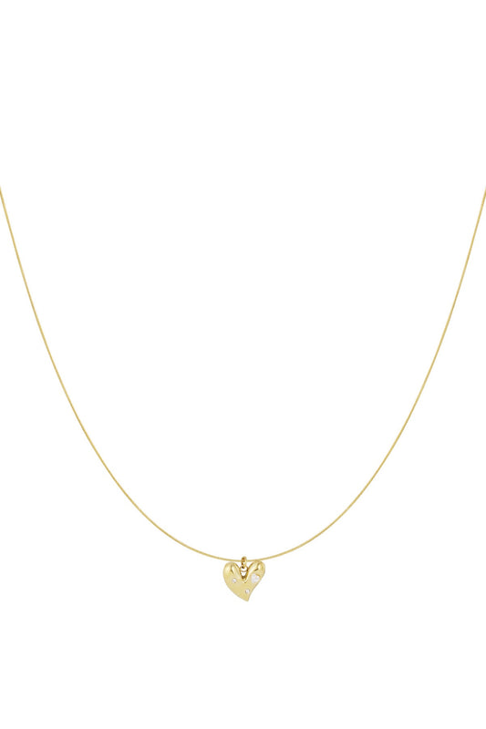 Caly- Collier pendentif cœur- acier inoxydable et zirconium