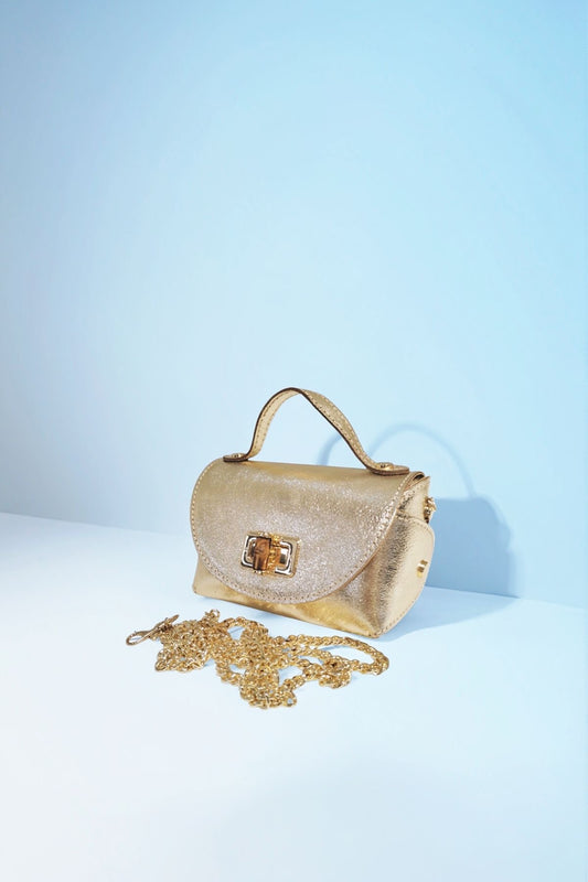 Ama - Sac en cuir de vachette doré