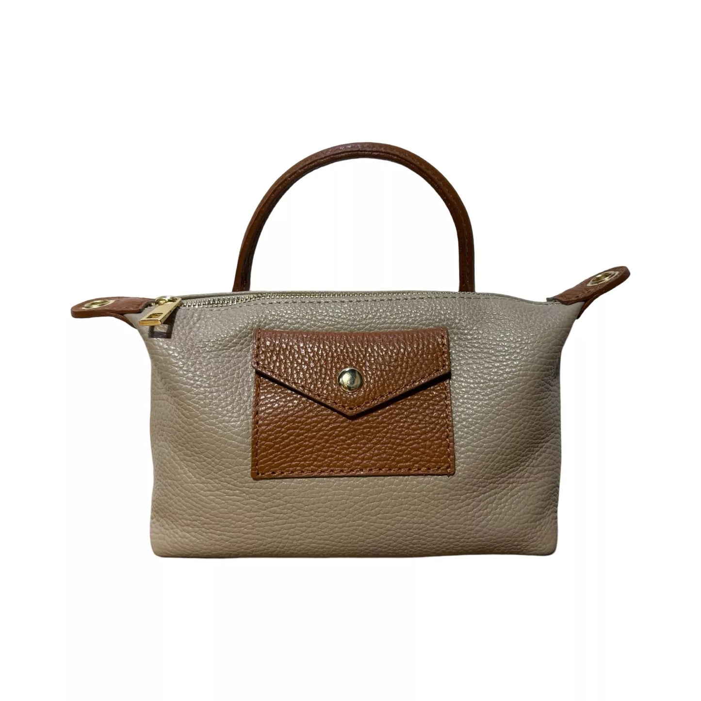 Elisa- petit sac en cuir grainé - taupe