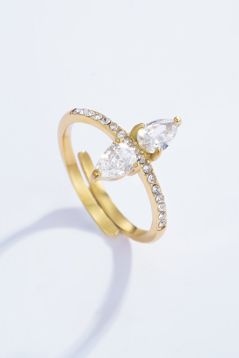 Naomi- Bague ajustable acier inoxydable et zirconium